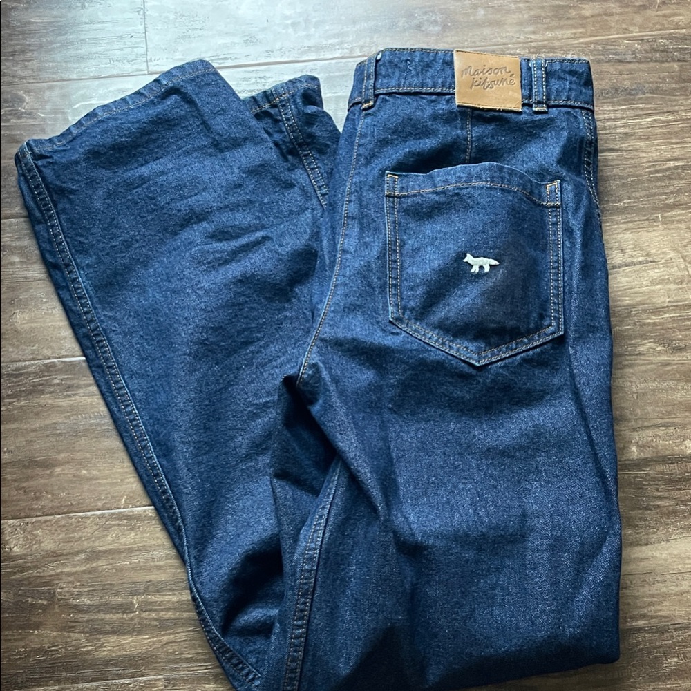 Maison Kitsune Straight Fit Jeans - Dark Blue